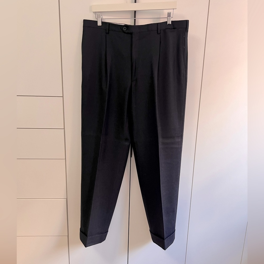 Pants Trousers Men Wool Size 54 Navy Brioni